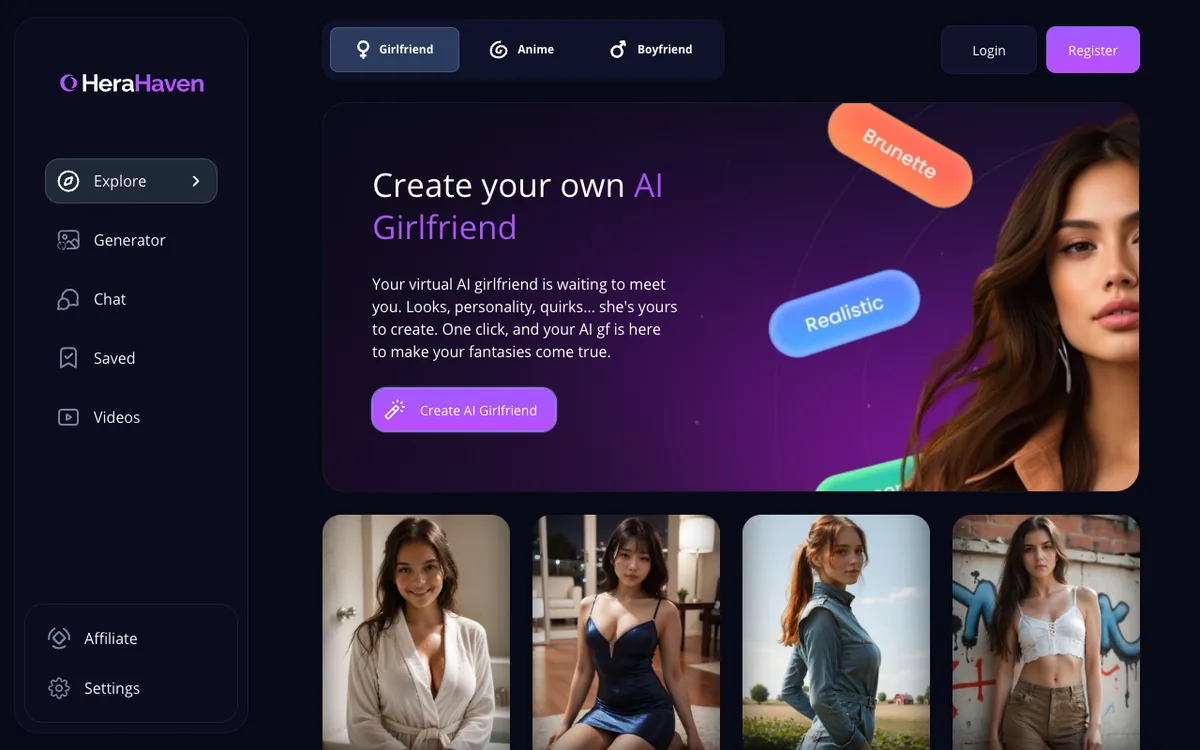 Silicon Valentine screenshot of the HeraHaven homepage, October 12, 2026