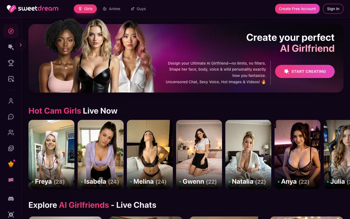 Silicon Valentine screenshot of the SweetDream AI homepage, October 12, 2026